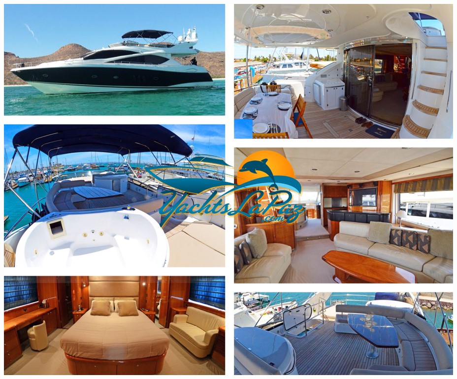 70' Sunseeker Luxury Yacht Charters, Boat Rentals La Paz Baja Califonia sur Mexico, Mega Yachts, Cabo Charters, Sport Fishing,